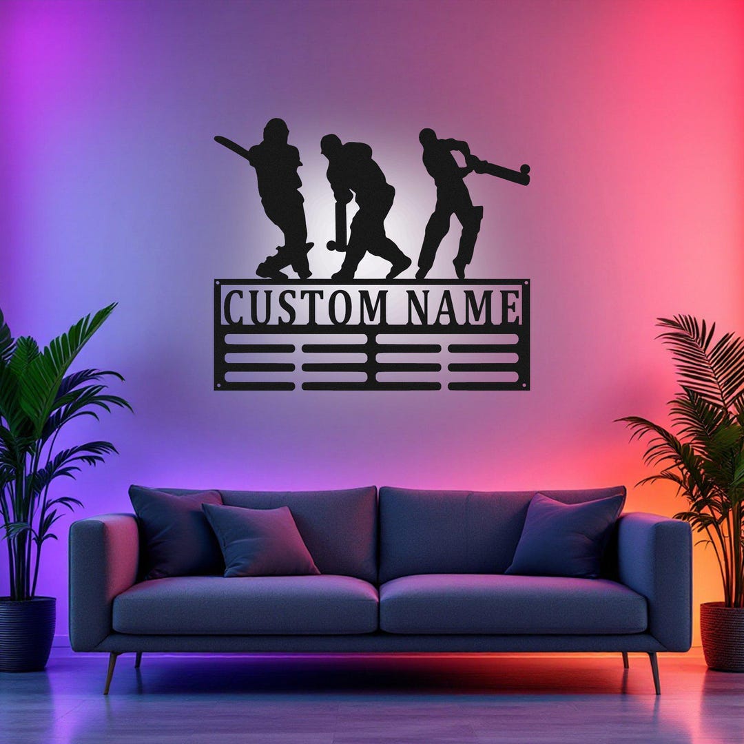 Custom Cricket Medal Holder LED Light, Personalized Cricket Player Name ...