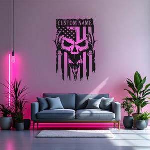 Custom US Deer Hunter Metal Wall Art With LED Light, Personalized Deer Hunter Name Sign Decoration For Room, Deer Hunting Metal LED Decor