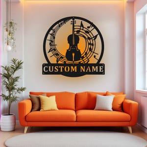 Custom Cello Musical instrument Metal Wall Art With LED Light, Personalized Cello Teacher Name Sign Decoration For Room, Cello Home Decor