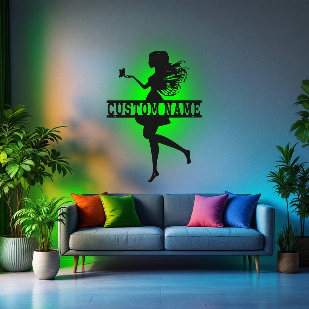 Custom Fairy Metal Wall Art With LED Light, Personalized Fairy Name ...