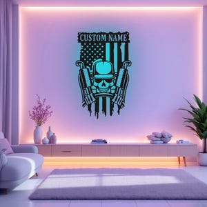 Custom US Truck Driver Metal Wall Art With LED Light, Personalized Truck Driver Name Sign Decoration For Room, Truck Driver Metal LED Decor