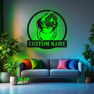 Custom Manatee Metal Wall Art With LED Light, Personalized Manatee Name Sign Decoration For Room, Manatee Metal LED Decor, Custom Manatee