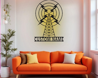 Custom Ham Radio Metal Wall Art With LED Light, Personalized Ham Radio Name Sign Decoration For Room, Ham Radio Metal LED Decor