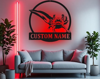 LEDライト付きカスタムアホロートルメタルウォールアート、パーソナライズされたアホロートルの名前サインデコレーション（部屋用）、アホロートルメタルLEDデコレーション、カスタムアホロートル