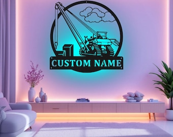 LEDライト付きカスタムパイプレーサーとオペレーター付きメタルウォールアート、パーソナライズされたパイプレーサートラック名サイン装飾、部屋用パイプレーサーホームデコレーション