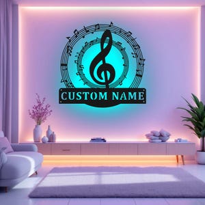 Custom Music Notes Metal Wall Art, Personalized Music Teacher Name Sign Decoration For Room, Music Metal Home Decor, Custom Music Teacher
