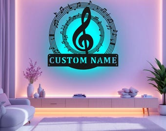 Benutzerdefinierte Musiknoten Metallwandkunst, personalisierte Musiklehrer-Namensschild-Dekoration für Raum, Musik-Metall Wohnkultur, kundenspezifischer Musiklehrer