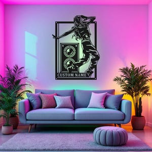 Custom Female Street Dance Signage Metal Wall Art With LED Light, Personalized Street Dancer Name Sign Decoration, Street Dance LED Decor