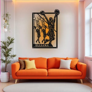 Custom Cheerleading Signage Metal Sign With LED Light, Personalized Cheerleader Team Name Sign Decoration, Cheerleading Metal LED Decor