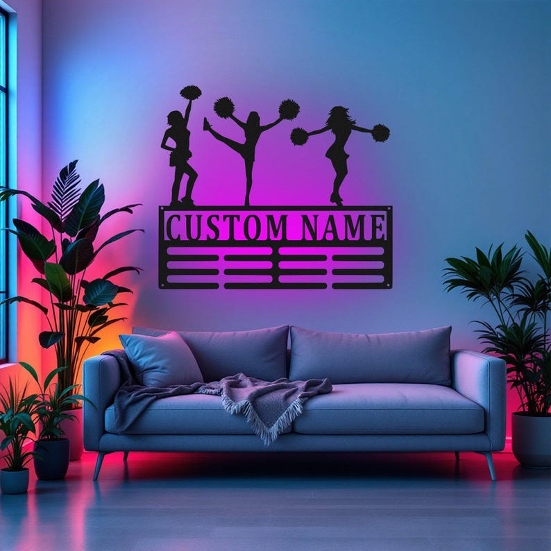 Pink Led Display Custom Cheerleading Medal Holder LED Light, Personalized Cheerleader ...