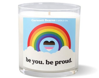 LGBTQ+ owned shop, citrus candle, highly scented soy candles handmade, orange peel candle, pride gifts for lgbtqia+, gay, be you be proud