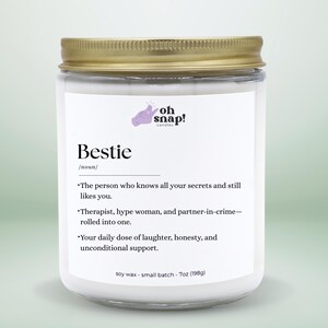 Best Friend Candle, Bestie Definition Gift, Personalized Soy Candle, Birthday Gift for Her, Custom Friendship Candle