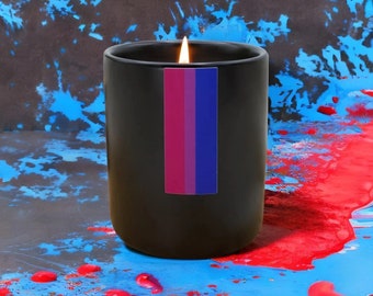 Scented Bisexual Pride Flag Luxury Candle for Bisexual Friend Birthday Gift, Present for Bisexual Teen Friend Coming Out, LGBTQ+ owned shop