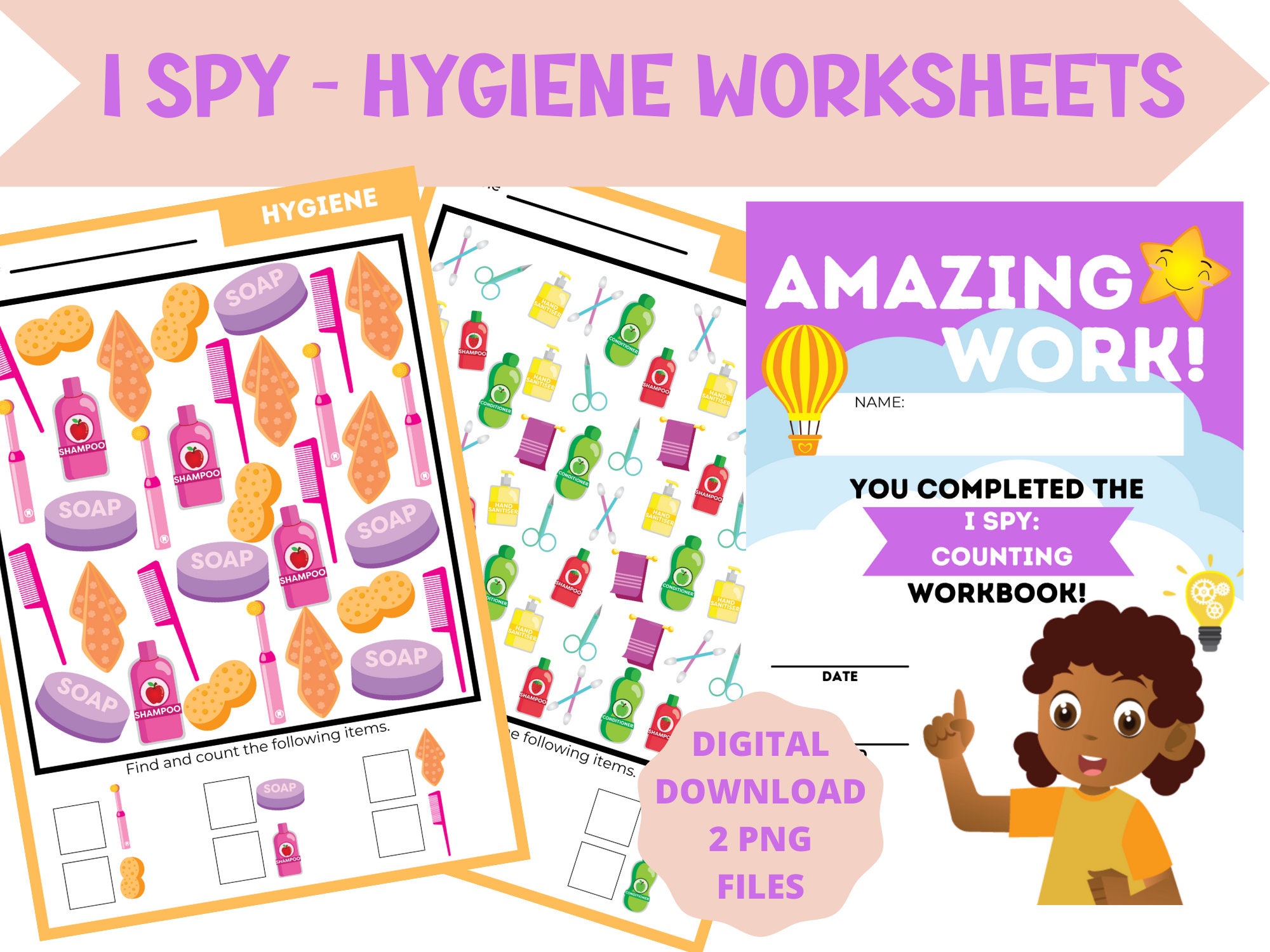 hygiene i spy game printable quiet time activity for kids etsy
