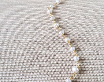 Bracelet de cheville en perles/ Bracelets de cheville en perles d'eau douce/ Bracelets de cheville en argent doré