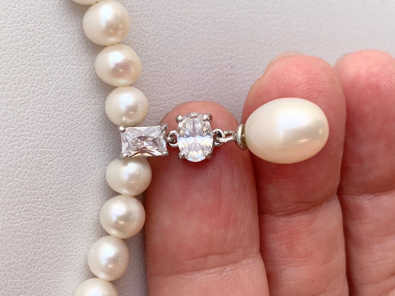 Collar de perlas/ Perlas de agua dulce y colgante de perlas con circonita/collar de boda/ Regalo del Día de la Madre imagen 4