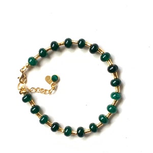 My Emerald Bracelet/ Green Jade Bracelet/ Gold Silver and Green Jade Bracelet/ Handmade Bracelet Ideal Gift for Her/ Mother’s Day Gift
