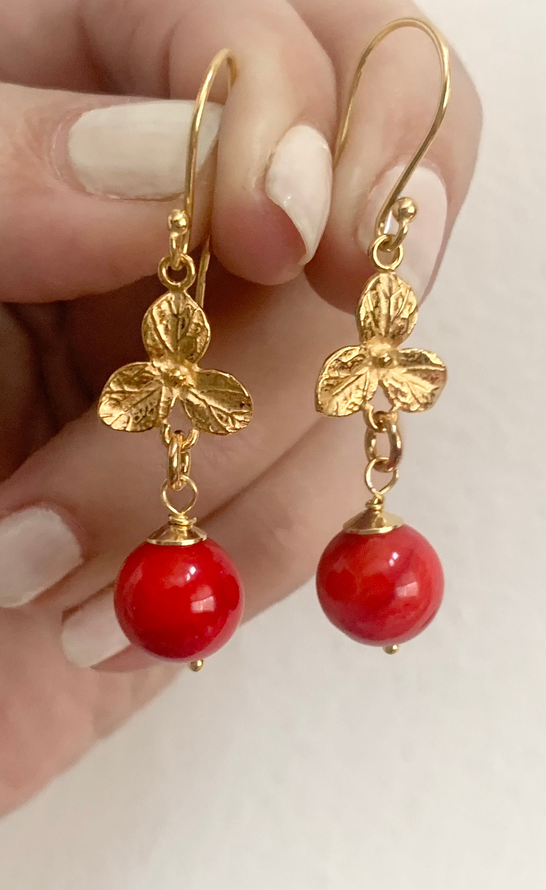 Wholesale Red Sardine Coral Earrings Natural 18K Gold Inlaid Mother's Day  Gift Circle Shape Letter Aretes De Mujer Pendientes - AliExpress