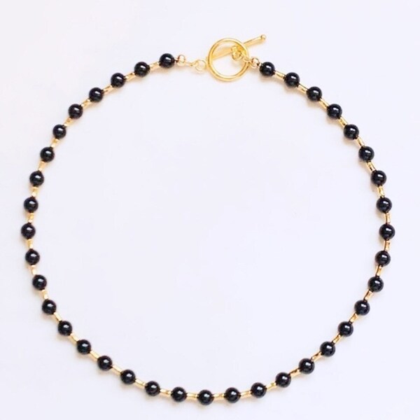 Black Onyx Necklace: Gold Silver 925 Details