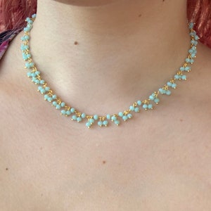 Chalcedon Rosenkranz: Vergoldetes Sterling Silber