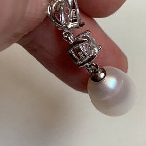 Collar de perlas/ Perlas de agua dulce y colgante de perlas con circonita/collar de boda/ Regalo del Día de la Madre imagen 6