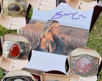 Sarah Carper Signature Belt Buckle- Gemstone Belt Buckle- Western- Cowgirl Belt Buckle- Cowboy Belt- Wyoming- Rock Art- Artist Collaboration