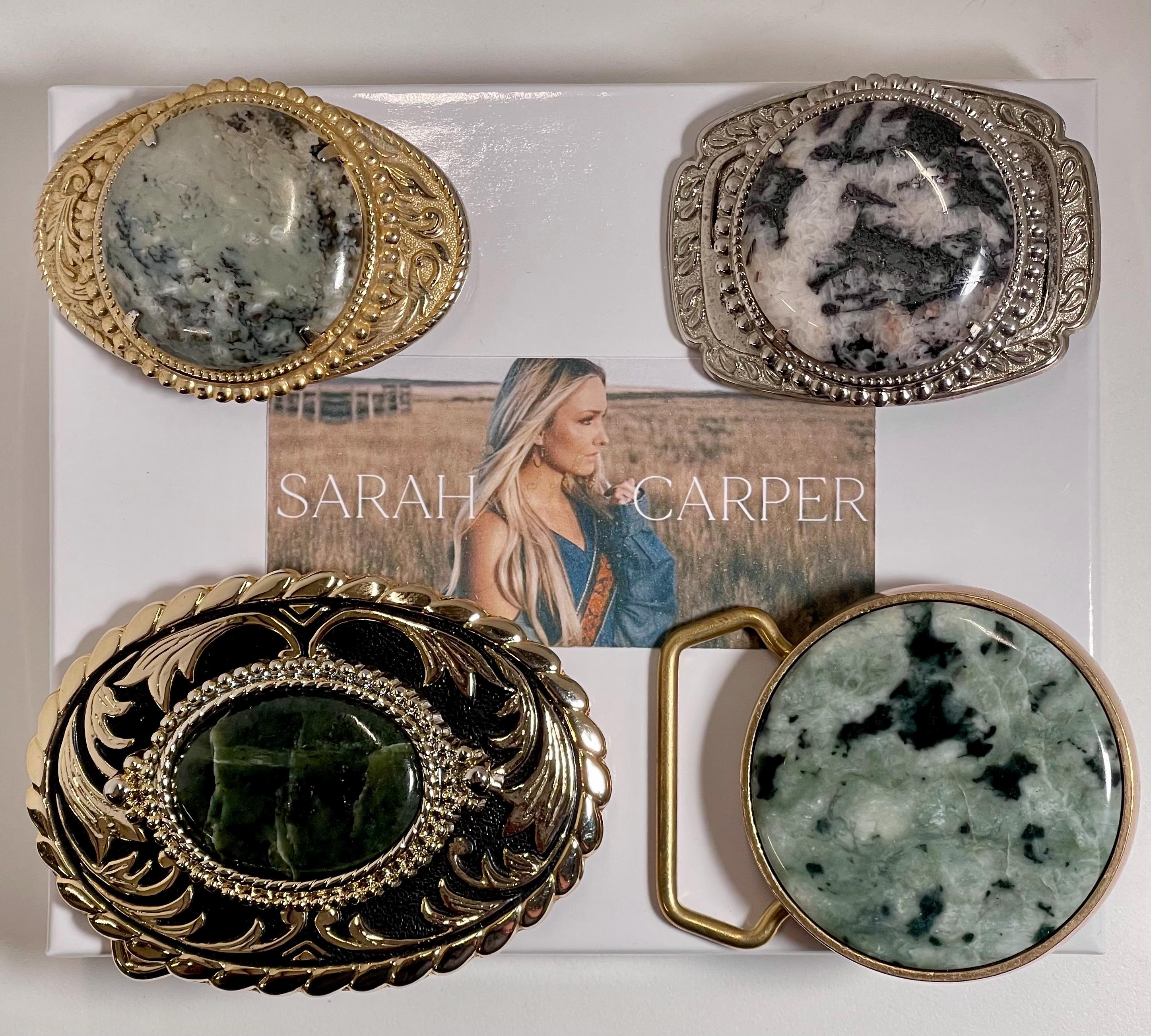 Sarah Carper Signature Belt Buckle- Gemstone Belt Buckle- Western- Cowgirl Belt Buckle- Cowboy Belt- Wyoming- Rock Art- Art Collaboration