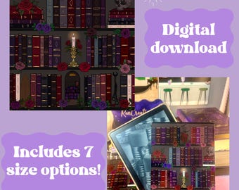 Dark Romance Bookshelf E-Reader Wkładki Cyfrowe Pobierz Wydrukuj
