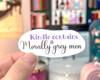 Kindle enthält moralisch graue Männer Vinyl Aufkleber, Bücherwurm Aufkleber
