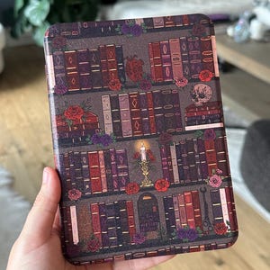 Dark Romance Bookshelf Kindle Case, Clear Back Kindle Case