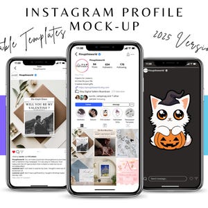 Instagram Mockup-mallar – Redigerbar Canva-profilförhandsvisning, IG-layouter 2026