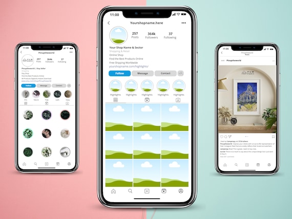 Instagram Profile Mock-up Templates, Editable Social Media Reels & Posts, Feed Planner, Instagram Content Design, Social Media Mock-up