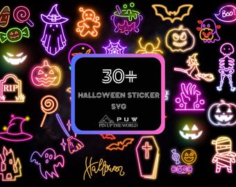 Neon Halloween SVG Bundle: Digitale Clipart zum Basteln (digitaler Download)