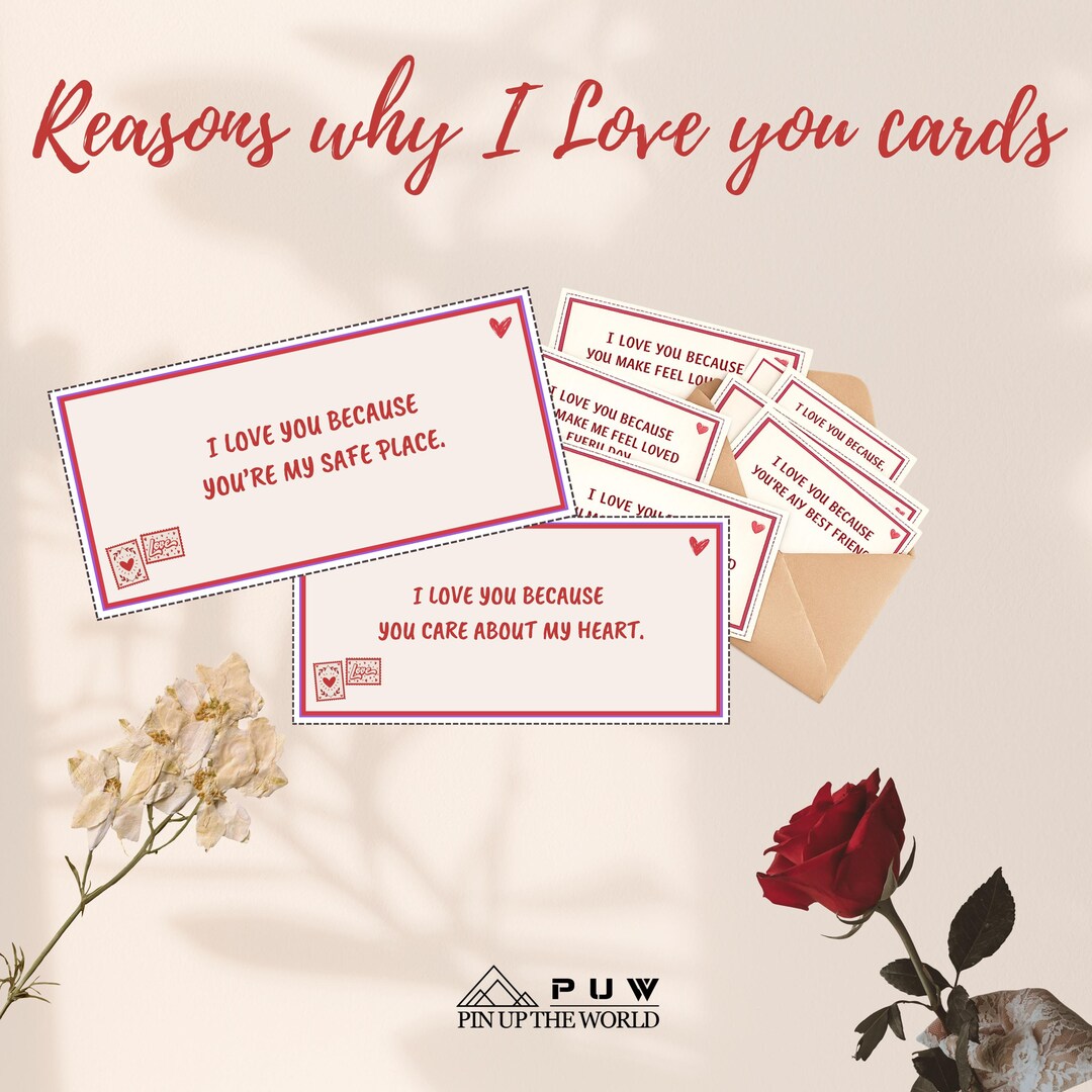 100 Reasons Why I Love You Cards | Editable Canva Valentine Printable ...