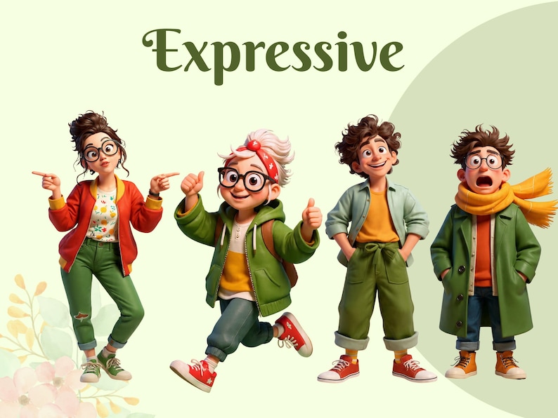 150+ 3D Expressive Quirky Funny People Clipart Bundle | Character PNG ...