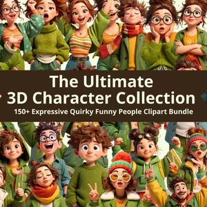 150+ 3D Expressive Quirky Funny People Clipart Bundle | Character PNG | Commercial Use