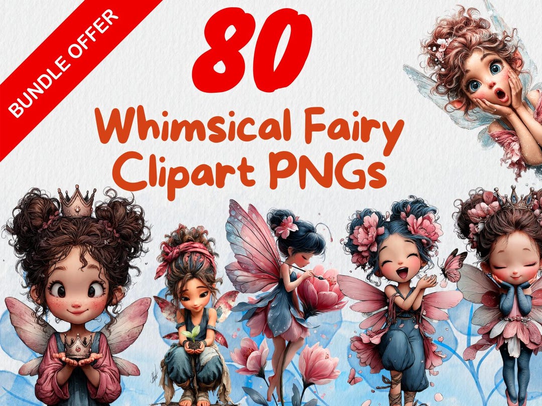 80 Whimsical Fairy PNG Clipart Bundle - Etsy