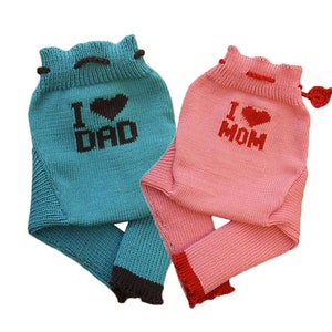 Soaker - S, M, L - I LOVE ... 100% merino wool baby diaper nappy cover LONGIES pants handmade knit knitted baby cloth diaper cover long legs