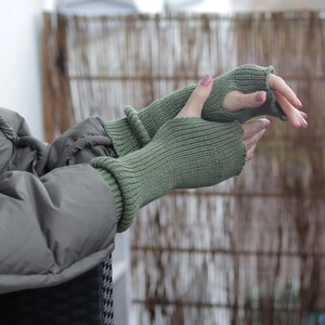Armwarmers Volwassene 100% merinowol gebreid/gebreid dames/heren dames vingerloze wanten handschoenen winter nekwarmer effen kleuren afbeelding 3