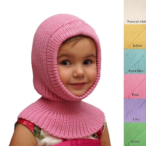 Balaclava - 1 - 10 years 100% merino wool hat knit/knitted baby/children neck warmer helmet coif hood scarf ski