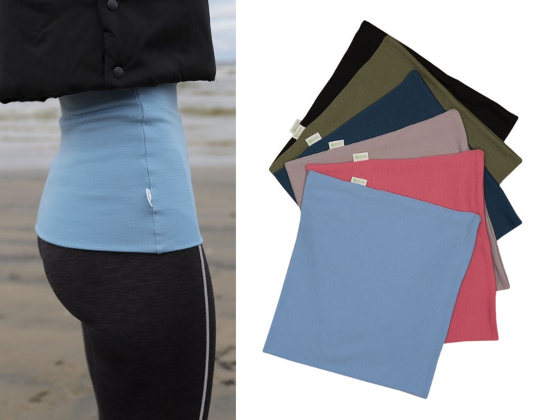 Tummy band 100% MERINO WOOL belly kidney waist warmer pregnant women men haramaki two-layered double sport image 1