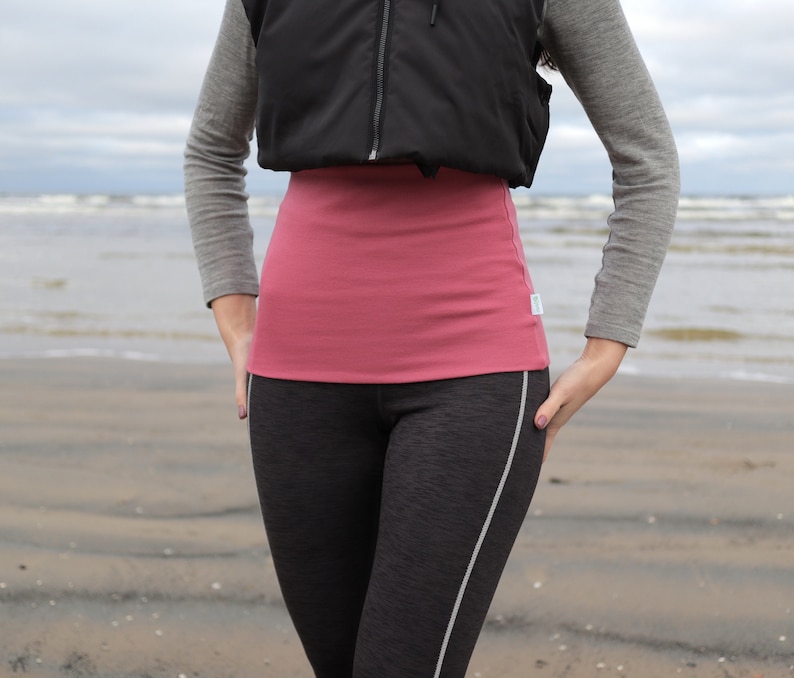 Tummy band 100% MERINO WOOL belly kidney waist warmer pregnant women men haramaki two-layered double sport Rose wine