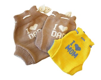 Soaker - S, M, L - I LOVE... - 100% merinowol babyluier luierhoes slip broek handgemaakte gebreide gebreide babydoek luierhoes kort