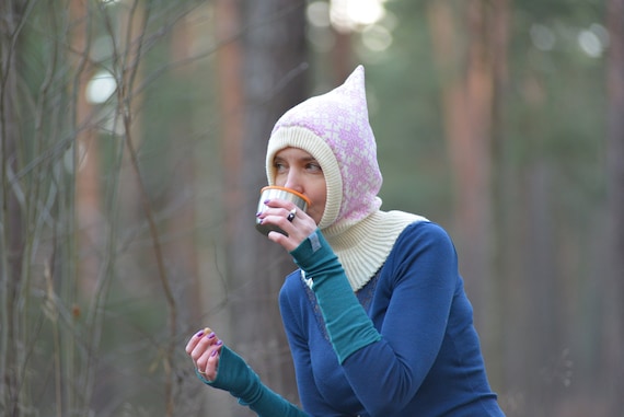 Bivakmuts Volwassen 100 merinowol gebreid gebreid dames heren dames helm muts coif capuchon sjaal ski noord winter nek warmer nordic Etsy Nederland