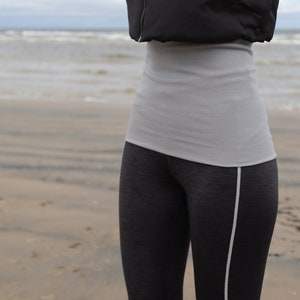 Tummy band 100% MERINO WOOL belly kidney waist warmer pregnant women men haramaki two-layered double sport Light grey