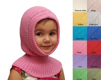 Balaclave - 1 - 10 ans 100% laine mérinos chapeau tricoté / tricoté bébé / enfants chauffe-cou casque coif capuche foulard ski