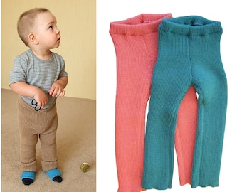 Leggings - 1, 2, 3, 4, 5, 6, 7, 8 Jahre - 100% Merinowolle Kinder Kind Baby Junge Mädchen Strickwolle Longies Hose Strick Strumpfhose