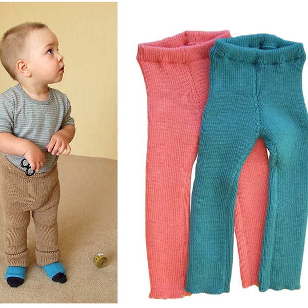Leggings - 1, 2, 3, 4, 5, 6, 7, 8 Jahre - 100% Merinowolle Kinder Kind Baby Junge Mädchen Strickwolle Longies Hose Strick Strumpfhose