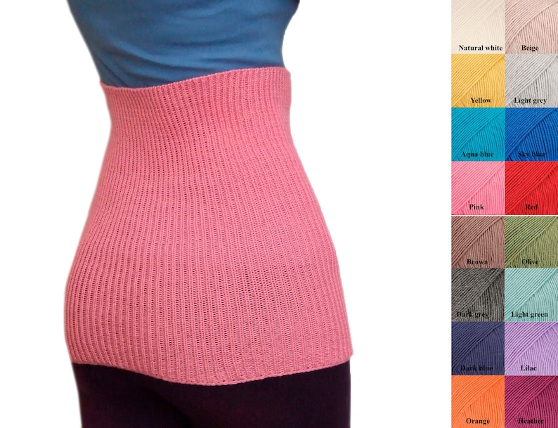 Bande ventrale 100% laine mérinos, chauffe-taille pour femmes enceintes et hommes, tricoté haramaki sport image 1