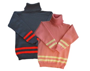 Polo neck sweater - 1 - 36 months - 100% merino wool knitted baby kid newborn child toddler turtleneck poloneck long sleeved vest boy girl